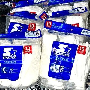 Starter 10 Pair Men's Crew Socks, Shoe Size:6-12, Color: White and Grey